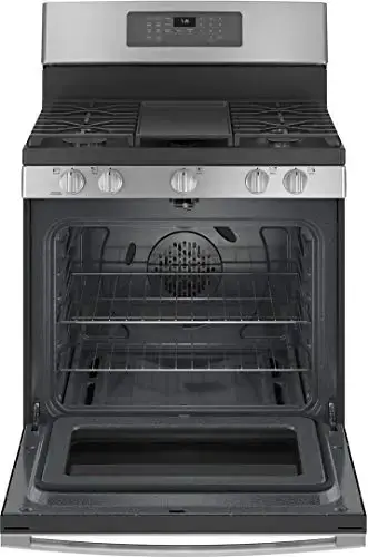 GE JGB735SPSS 30 Inch Freestanding All Gas Range with Natural Gas, 5 Sealed Burners, Griddle, 5 cu. ft. Total Oven Capacity