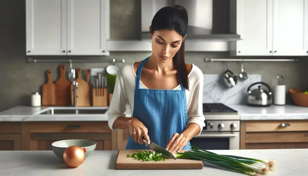 Chopping green onions